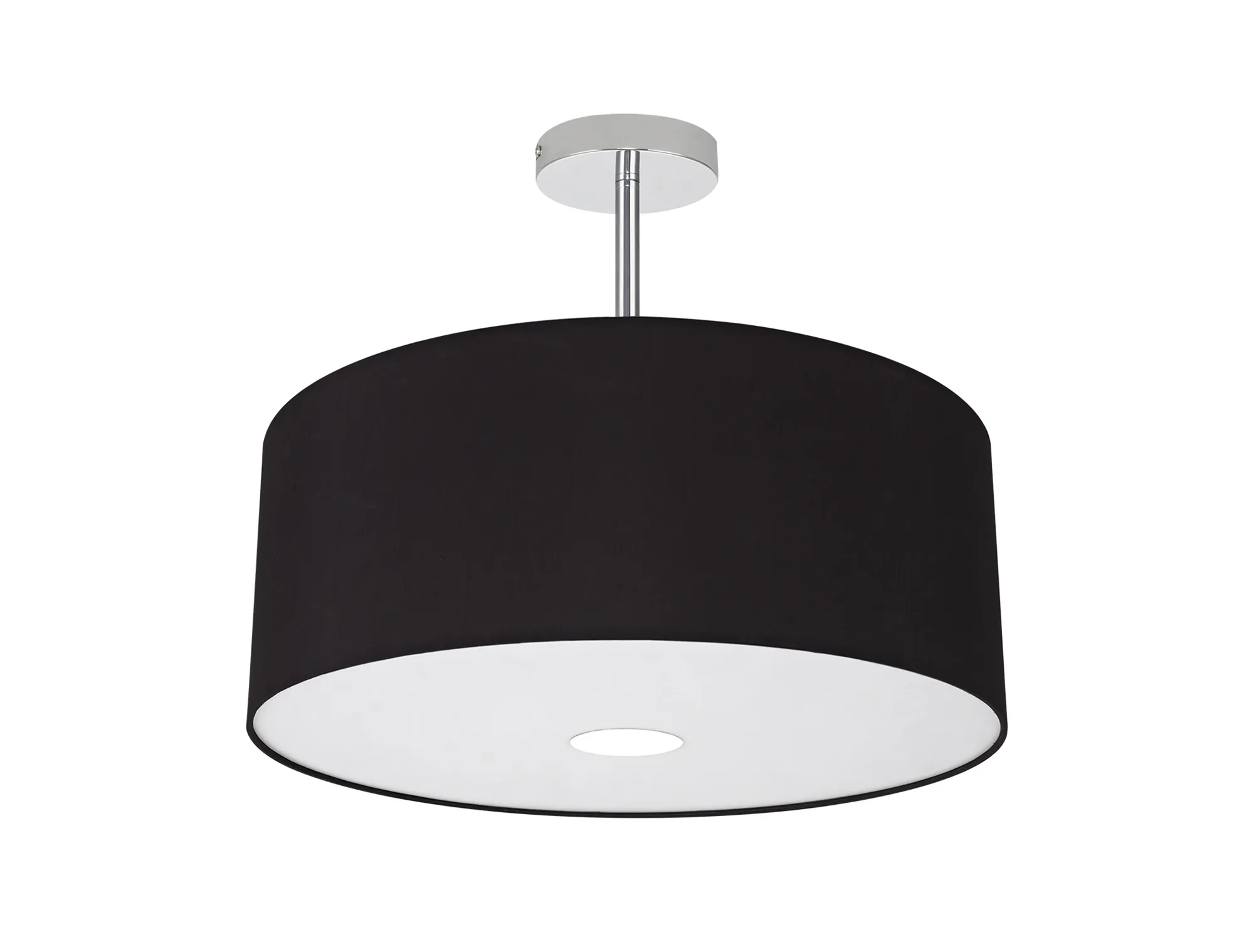 Baymont 50cm Semi Flush 3 Light Polished Chrome, Midnight Black/Green Olive, Frosted Diffuser DK0331  Deco Baymont CH BL/GR